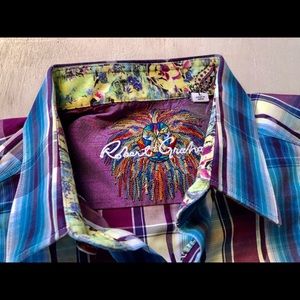 Robert Graham Purple & Blue Flip Cuff Shirt - Men’s Size Large